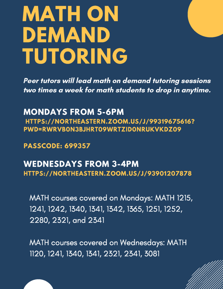 On Demand Math Tutoring in Spring 2022 Peer Tutoring Program at