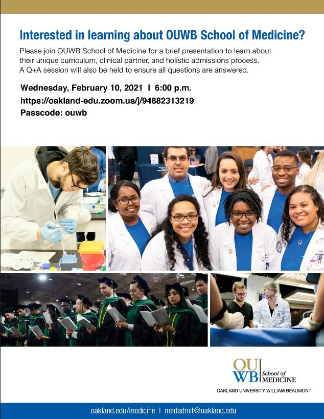 OUWB School of Medicine Admissions Visit PreMed and PreHealth