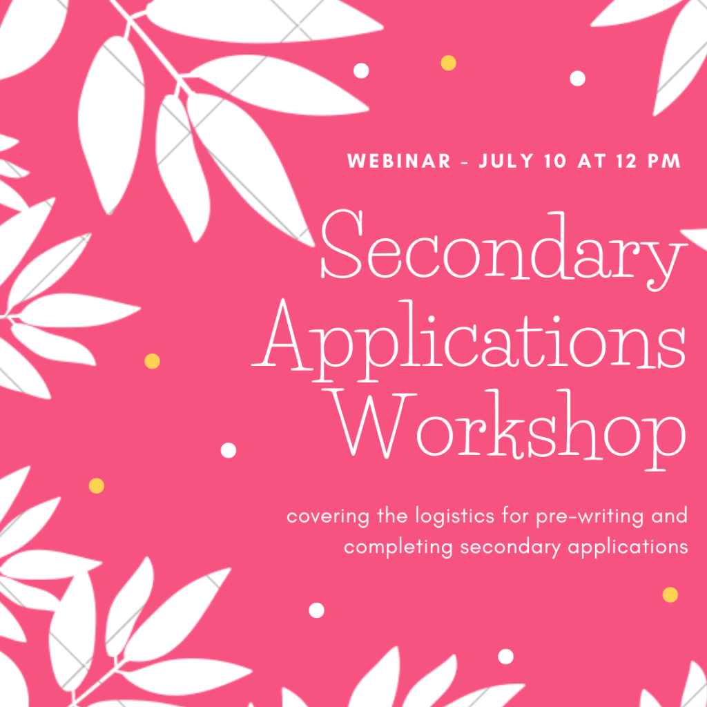 2025 Application Workshops | Secondary Application Workshop