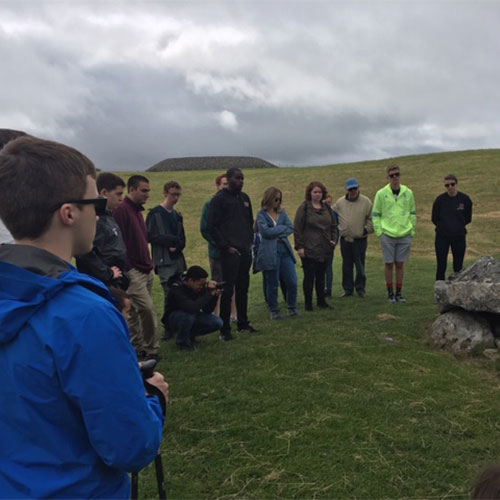 Honors students at the Carrowmore Neolithic sites in Ireland